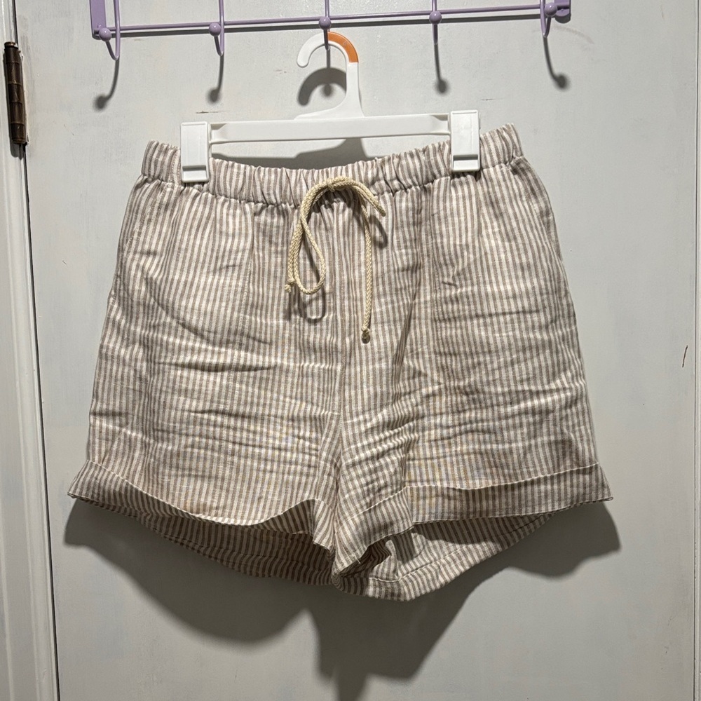 REFORMATION stripe linen shorts